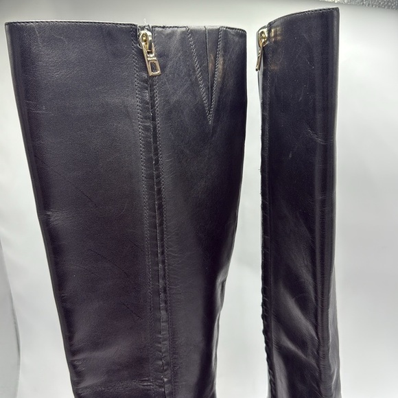 NEW COACH JUSTINA DESIGNER Black Real Leather Gold Studs RUNWAY TALL BOOTS  8 - Picture 5 of 9